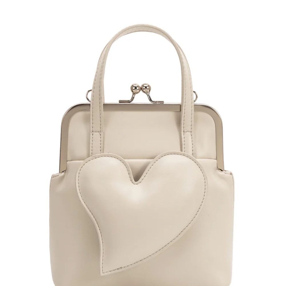 Melie Bianco Cream Heart-Accent  Women's Bag